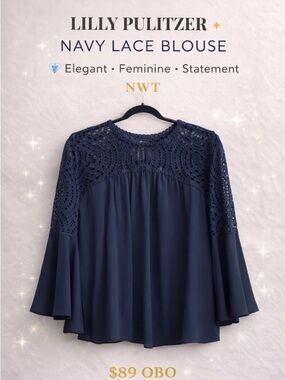 LILLY PULITZER ✨ NAVY LACE BLOUSE
💎 Elegant • Feminine • Statement
✨ NWT